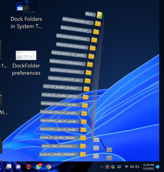 Dock Folders pup up menu for windows